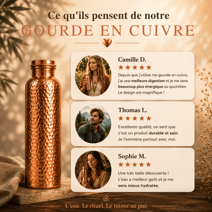 Gourde en Cuivre – Cuvyra™ | L’Eau Purifiée Naturellement, Sans Plastique